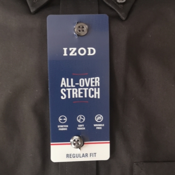 IZOD Men's Button-Down Black, 15-15.5, M 32/33 - Picture 3 of 6